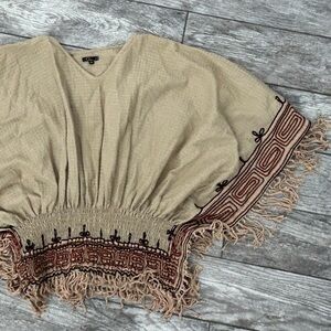 Novi Bohemian Tan Fringe top